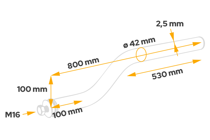Tubo curvo para montagem do para-lama DOMAR DK8026, diâmetro do suporte 42 mm