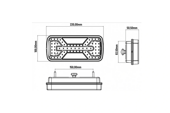 Lanternas traseiras KAMAR X-SPIDER L2430+L2431 com encaixe de baioneta de 5 pinos e 7 funções (esquerda + direita).