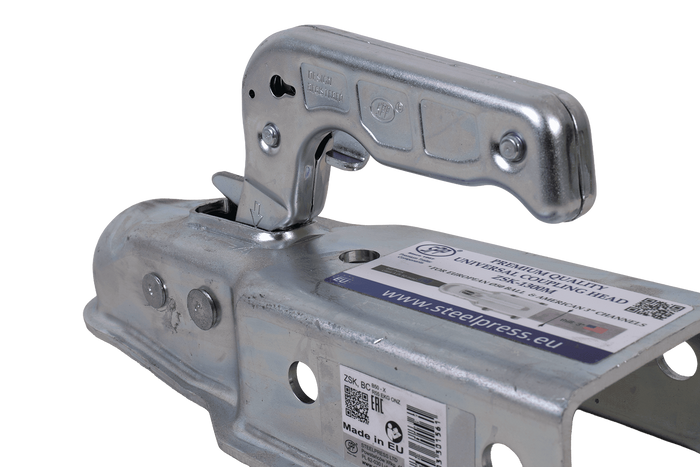 Engate de bola STEELPRESS ZSK-1300M para reboque de 1300 kg com barra de tração quadrada de 77 mm