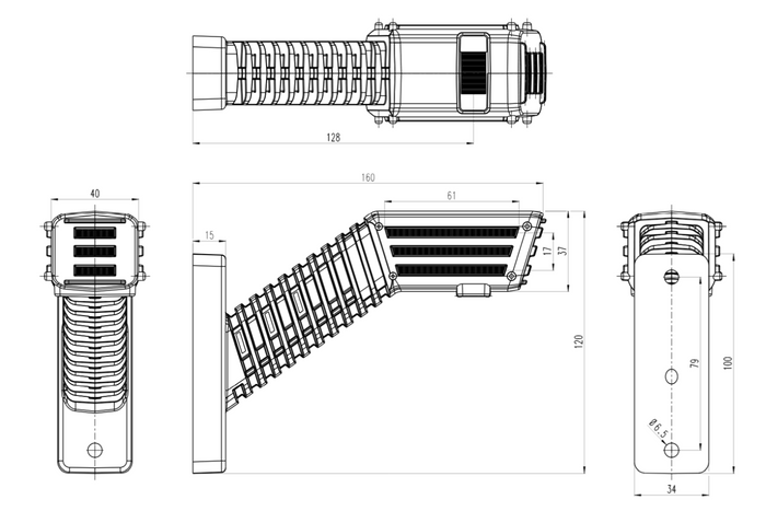 WAŚ 2554L W297.4.1 SPOT LED marcador, à esquerda, em uma lança