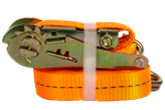 Conjunto de quatro cintas de transporte UNITRIALER laranja de 6m/25mm/1t com tensor.