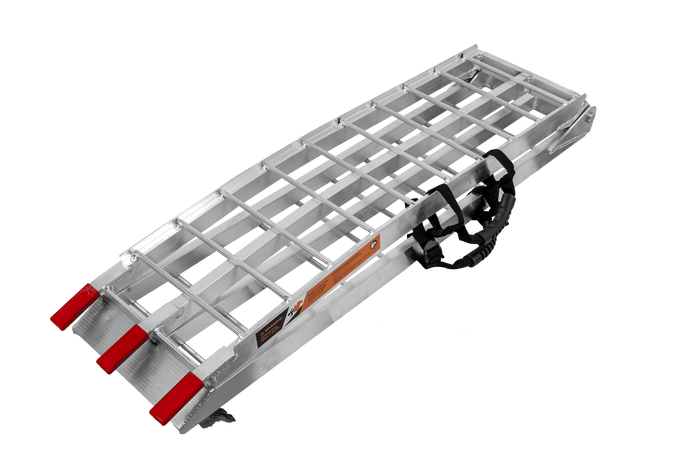 Rampa dobrável de alumínio UNITRIALER ALR002 para reboque, 221 cm, 340 kg, com cinta.