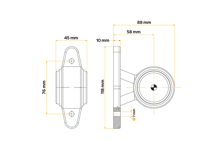 Lâmpada de marcação LED FRISTOM FT-009A, universal, com braço de borracha