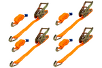 Conjunto de quatro cintas de transporte UNITRIALER laranja de 6m/25mm/1t com tensor.