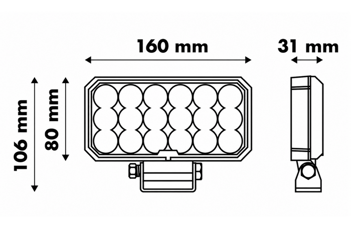 Refletor retangular para lâmpada de trabalho LED LAYTZ LY7305 com 72 LEDs e 7000 lm
