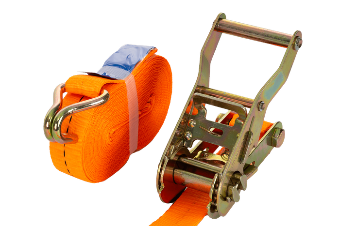 Conjunto de quatro cintas de transporte UNITRIALER laranja de 6m/25mm/1t com tensor.